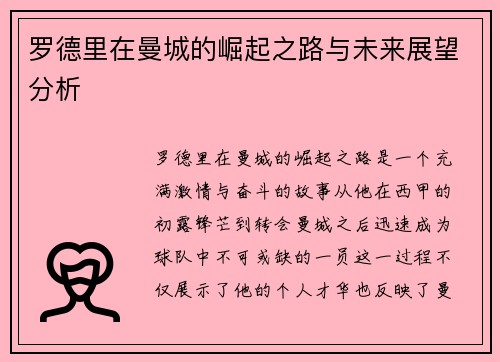 罗德里在曼城的崛起之路与未来展望分析